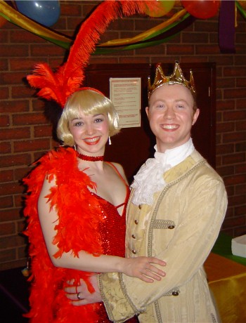 Al and Jo in mardi-gras costumes