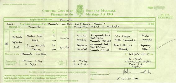 Our Marriage Certificate